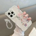 thumbnail image 5 of Compatible con iPhone 14 Pro, funda protectora de cámara transparente con diseño de oso y flores, con correa, pulsera y cadena, para niñas y mujeres, para iPhone 14 Pro, 5 of 5