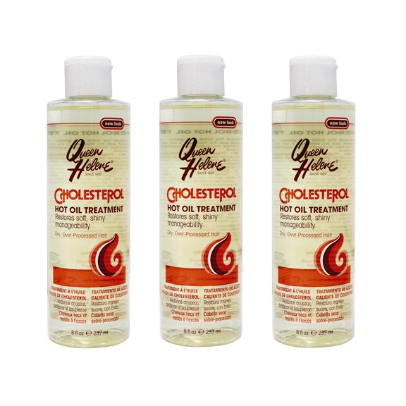 3 Pack - Queen Helene Cholesterol Hot Oil Treatment, Restores Soft, Shiny Manageability, Dry, Over-Processed Hair, 8 FL OZ