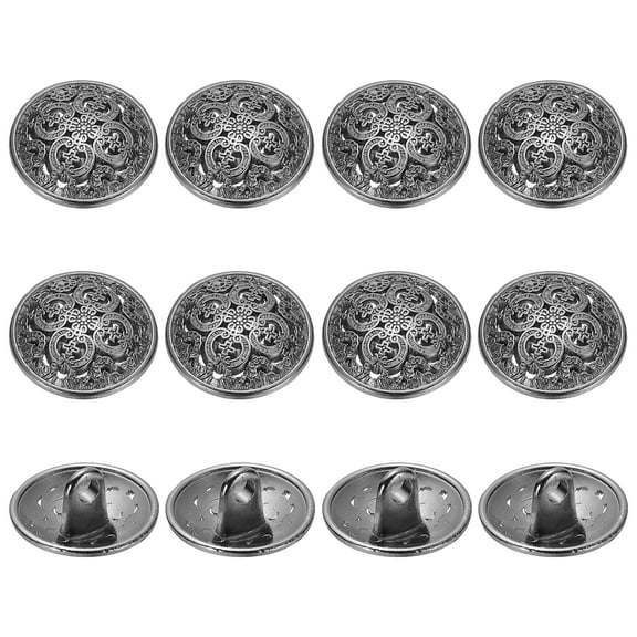 Metal Round Hollow Buttons, Retro Hollow Shank Sewing Buttons for Coat Shirt 15 mm & 12 Pack & Black