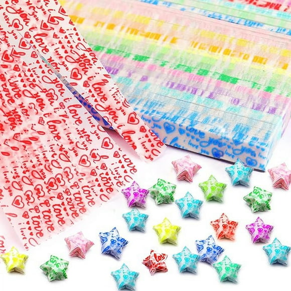 Mluchee 1200 Sheets Luminous Origami Stars Paper 20 Colors Strips Lucky Star Decoration Folding Paper for Gifts Arts Crafting Supplies, School Teaching