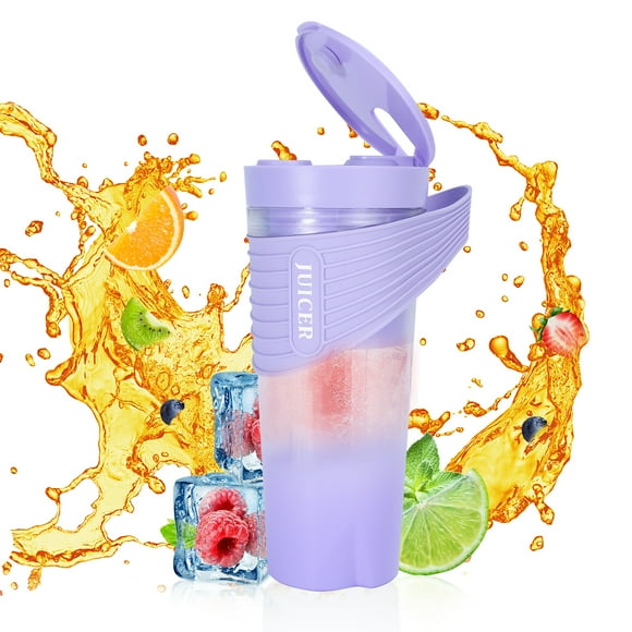 Blender Portable pour Shakes et Smoothies 4000mAh Type-C Rechargeable 460ml Blender Personnel avec 6 Lames Tranchantes Puissant 22000r/m Gobelet à Jus pour Voyage Gym Bureau