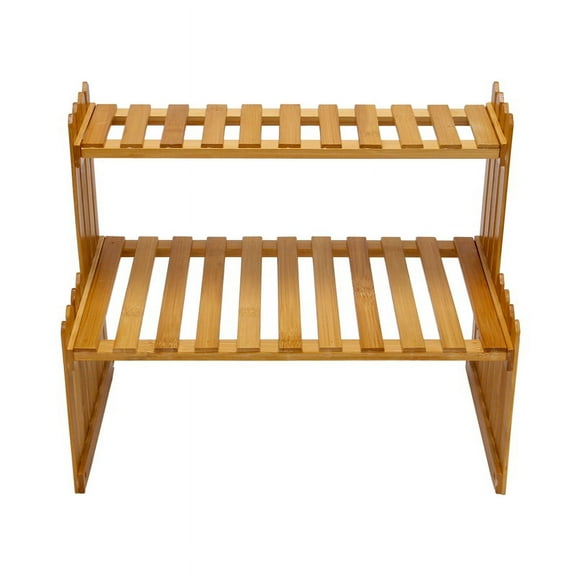 2 Layers Bamboo Storage Rack Kitchen Spice Jar Bottle Seasoning Decoration Organizer Shelf Home Desktop Racks