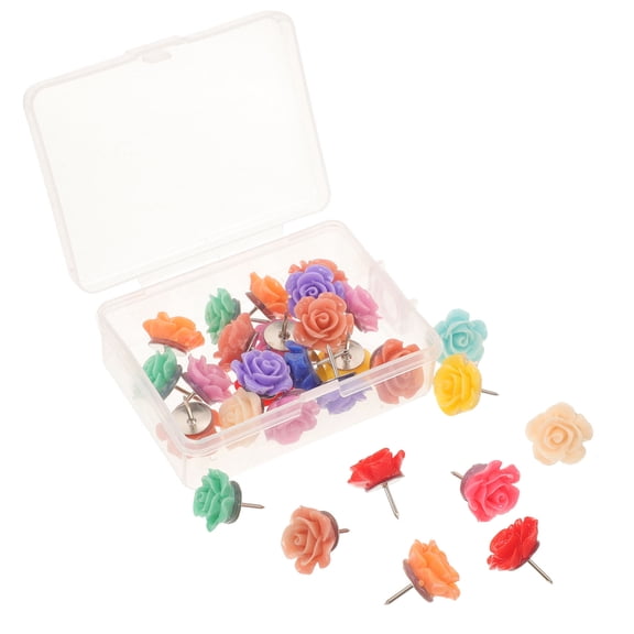 UPKOCH 30Pcs Household Push Pin Decorative Thumb Tacks Assorted Color for Artists Accessory
