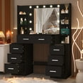 thumbnail image 2 of Yamissi Makeup Vanity Desk with Lighted Mirror, Modern Black Vanity Dressing Table with Storage Drawers and Shelves, 2 of 8
