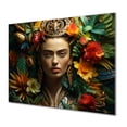 thumbnail image 2 of Designart "Frida woman blooming mexican portrait III In Green and Yellow"Mexican Woman Metal Wall Art Green Modern Office Room Wall Art, 2 of 6