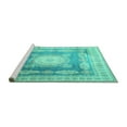 thumbnail image 2 of Ahgly Company Machine Washable Indoor Round Medallion Turquoise Blue Traditional Area Rugs, 4' Round, 2 of 4