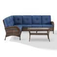 thumbnail image 2 of POCASSY Patio Sectional with Table, L Shaped Sectional Couch with All Weather Wicker and Olefin Fabric Cushion Cover, Sectional Patio Set with Tempered Glass Top Coffee Table Ideal for Porch in Blue, 2 of 9
