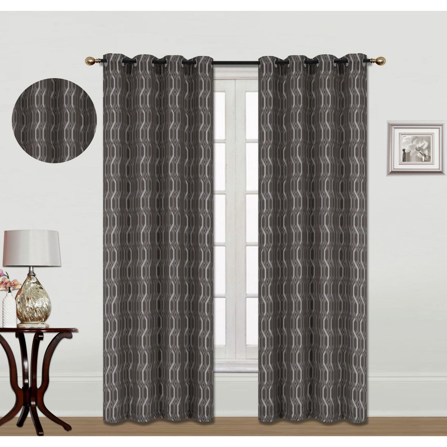 Jacquard Blackout Panel W 8 Grom (Chainlink) (Chocolate) (84)- Set of 2