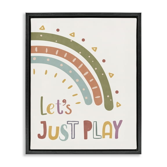 Stupell Industries Let's Just Play Rainbow Text & Numbers Painting Black Floater Framed Canvas Art Print Wall Art, 17 x 21