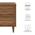 thumbnail image 3 of Pemberly Row 2-Drawer Wood Nightstand with Tapered Legs in Walnut, 3 of 8