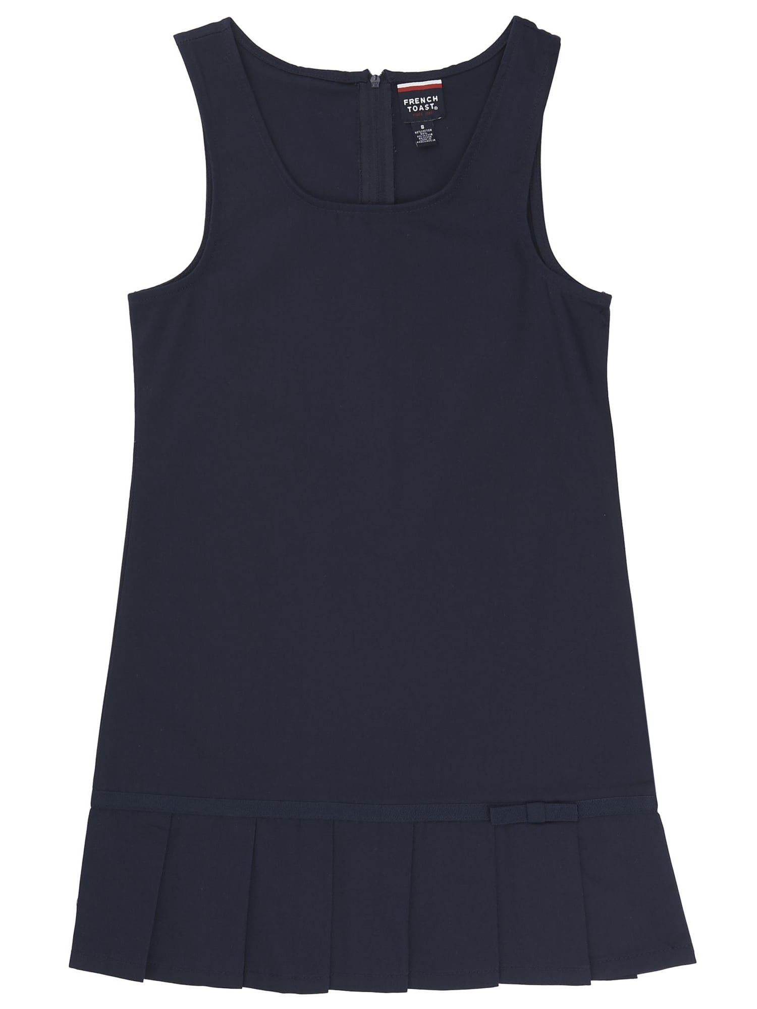 French Toast Toddler Girls School Uniform Ribbon Bow Pleated Jumper - Walmart.com