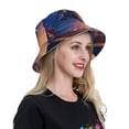 thumbnail image 4 of Yiaed Starry Sky Flying Tiger Print Reflective Stripe Bucket Hat Unisex Funny Outdoor Fisherman Cap Beach Sun Hat, 4 of 5