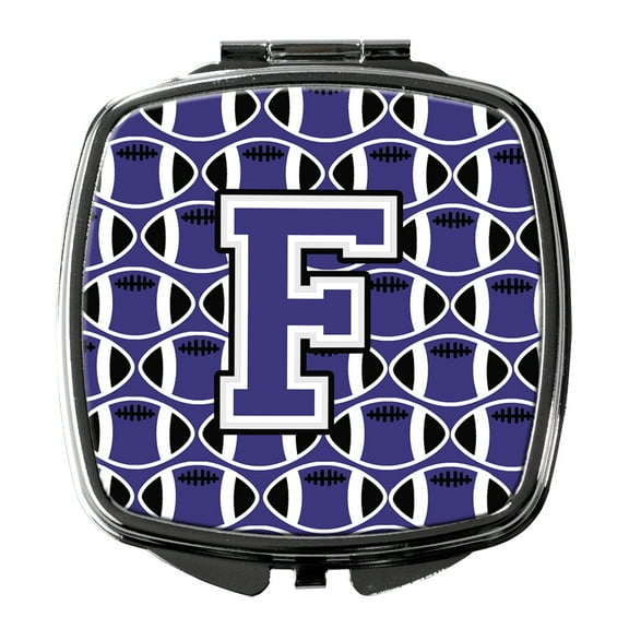 Letter F Football Purple and White Compact Mirror CJ1068-FSCM