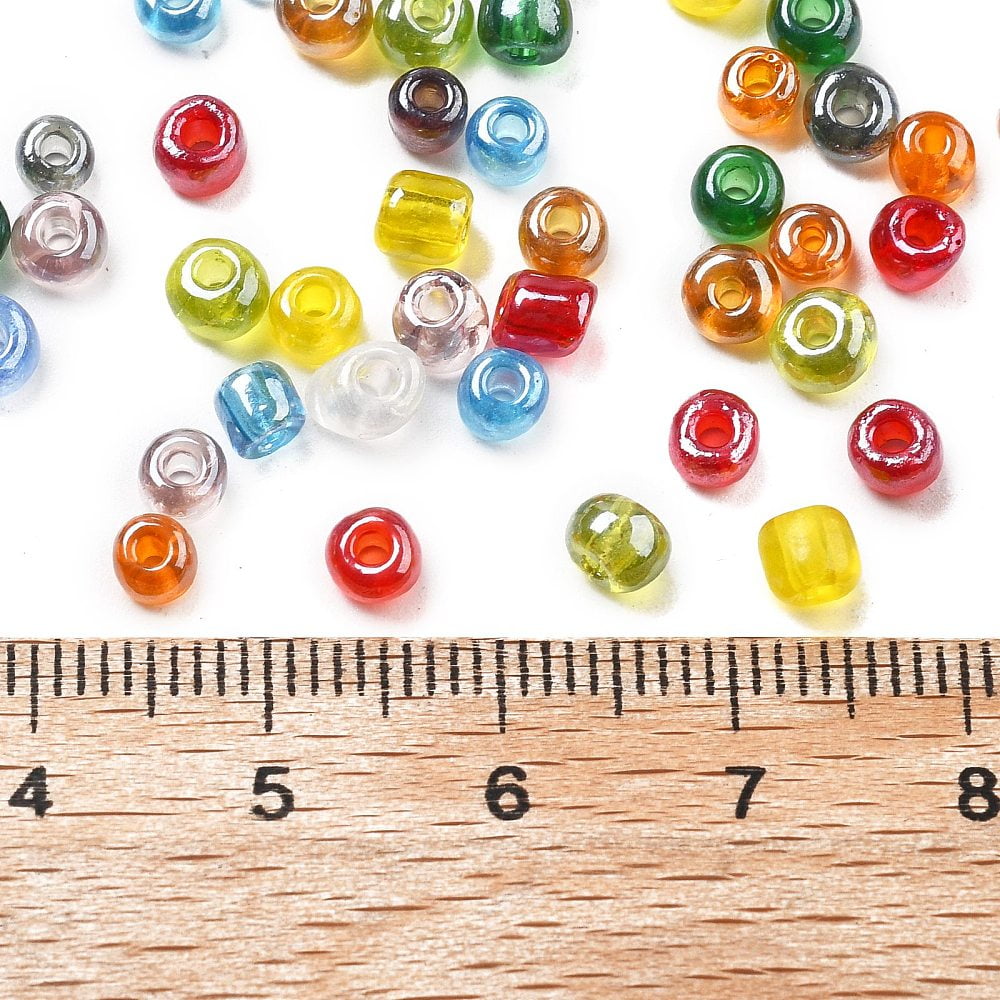 6/0 Glass Seed Beads Trans. Colours Lustered Round Mixed Color 4mm Hole: 1.5mm about 4500pcs/pound