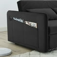 thumbnail image 4 of 3-in-1 Convertible Sofa Bed with Pull Out Bed, Velvet Sleeper Sofa Couch Bed with USB Port, 2 Lumbar Pillows and Side Pocket, 2-Seater Loveseat Futon Sofa for Small Spaces Living Room Bedroom, Black, 4 of 7