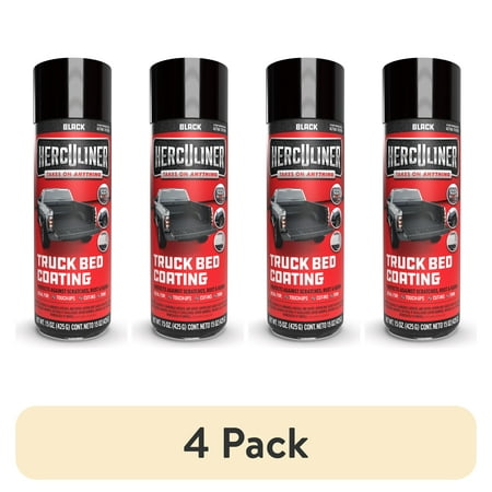 (4 pack) Herculiner Truck Bed Liner, Black, 15 oz