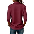 thumbnail image 4 of Yifymode Womens Polo Shirts for Work Golf Collared Button Vintage 3/4 Sleeve Tops | Lightweight, Workout, Athletic, Walking, Gym, Office, Holiday,Wine S, 4 of 5