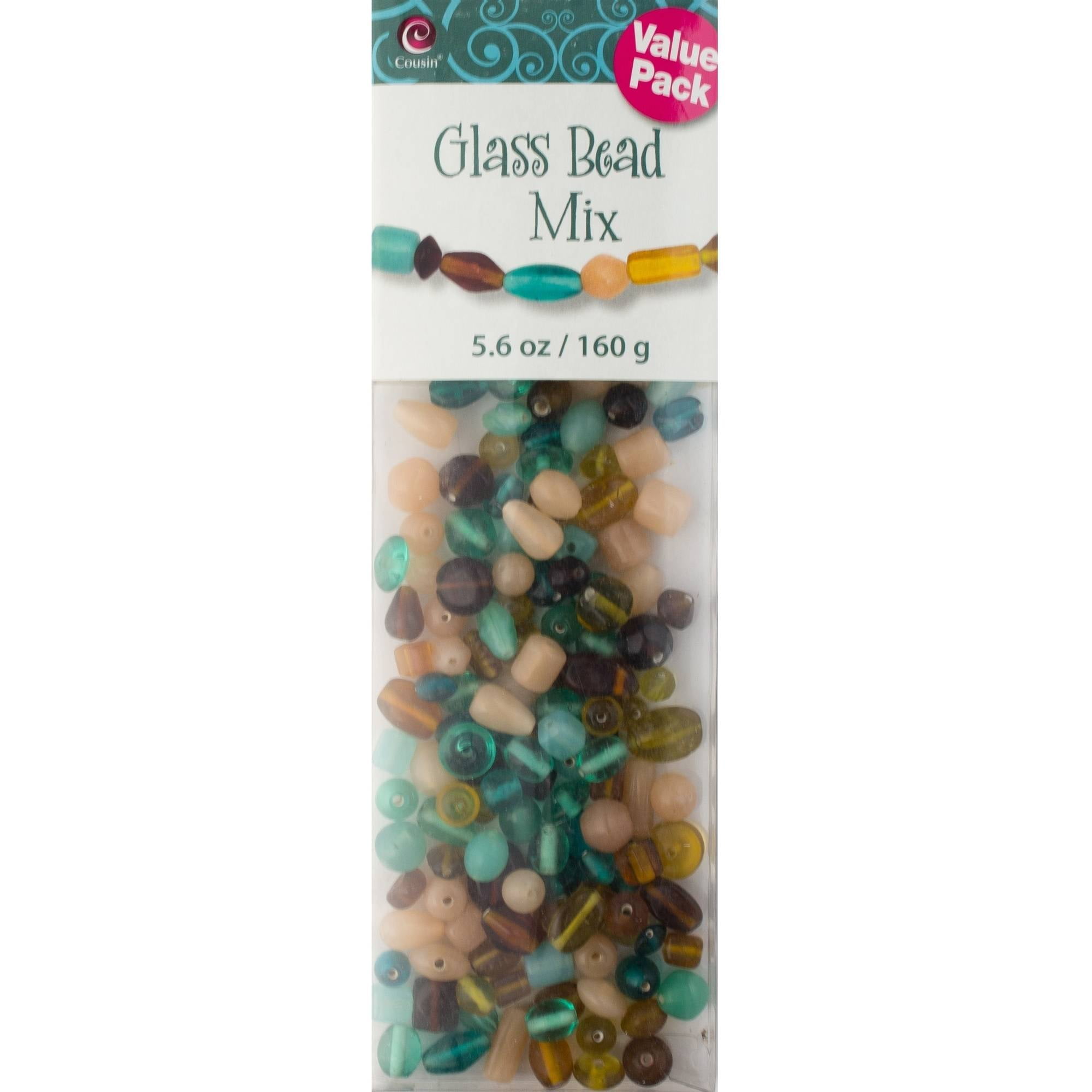 Cousin Assorted Glass Teal Bead Mix, 5.6 Oz.