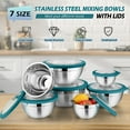 thumbnail image 5 of Mixing Bowls with Lids Set of 7, Walchoice Stainless Steel Mixing Bowls with Visible Airtight Lids, Metal Nesting Salad Bowls for Cooking Baking Serving, Size 4.6, 3.5, 2.6, 2, 1.5, 1, 0.7 QT - Blue, 5 of 7