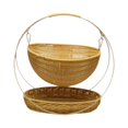 thumbnail image 4 of Cesta tejida de 2 niveles, cesta de almacenamiento tejida, cesta portátil tejida a mano, cesta de frutas de imitación de ratán para playa, hogar, beige grande, 4 of 8