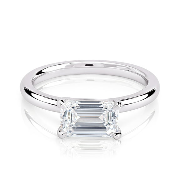 Oryn Jewel 1.7 Ct Emerald Cut Lab-Created Diamond Ring for Women - 14K White Gold Over Prong Setting - Engagement & Wedding Ring - Ideal Gift for Her on Special Occasions like Birthdays Gifts