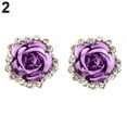 thumbnail image 3 of Grandest Birch Elegant Rose Flower Rhinestone Ear Stud Clip Earrings Women Piercing Jewelry Alloy, Rhinestone Red, 3 of 4