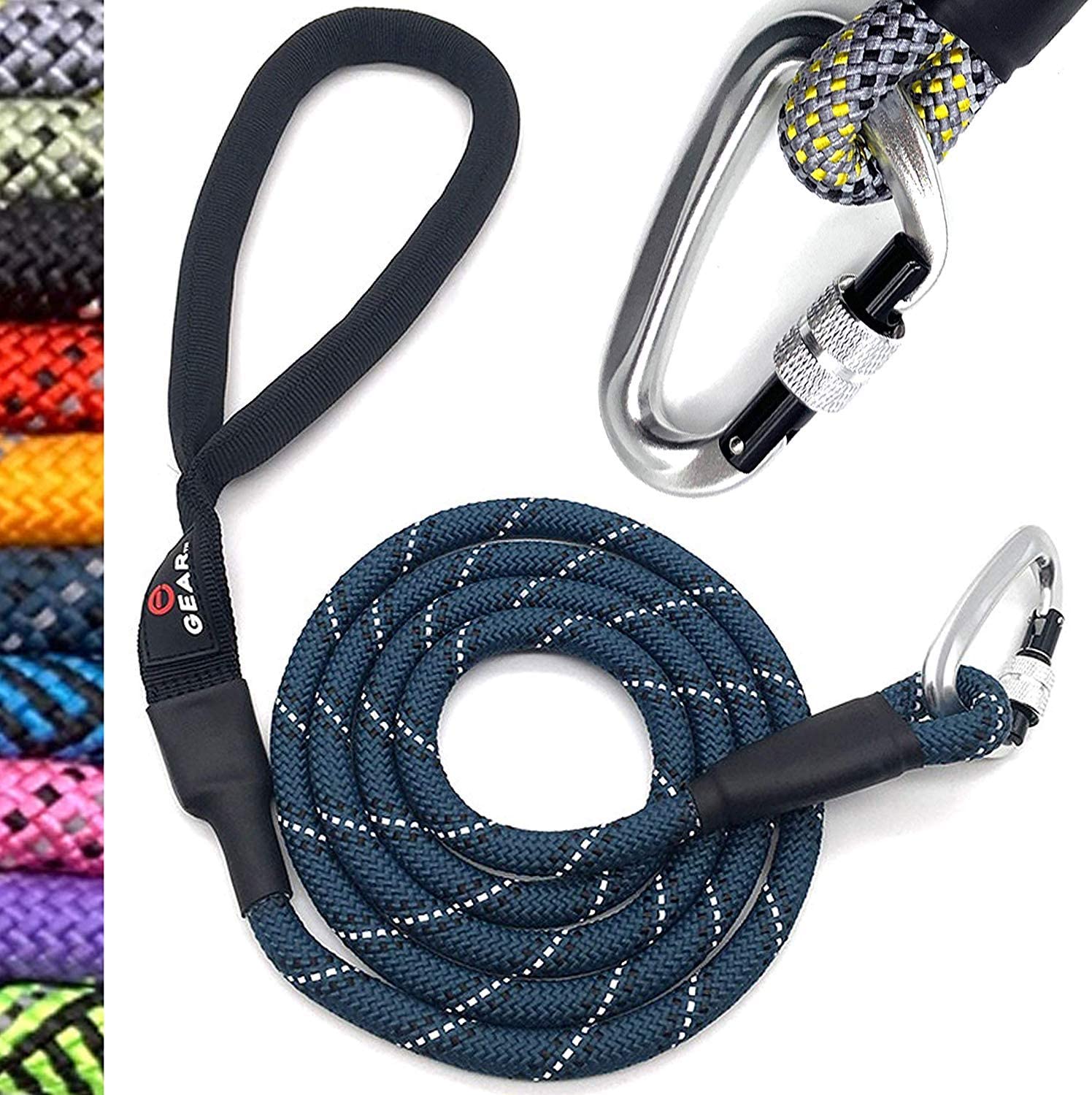 Mile High Life Leather Tailor Handle Mountain Climbing Dog Rope Leash with Heavy Duty Metal Sturdy Clasp Turquoise Green, 5 FT