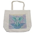 thumbnail image 1 of Animal Shopping Bag, Flowers Oval Motifs and Giant Animal Watercolor Design with Ombre Effect, Eco-Friendly Reusable Bag for Groceries Beach and More, 15.5" X 14.5", Cream, by Ambesonne, 1 of 2