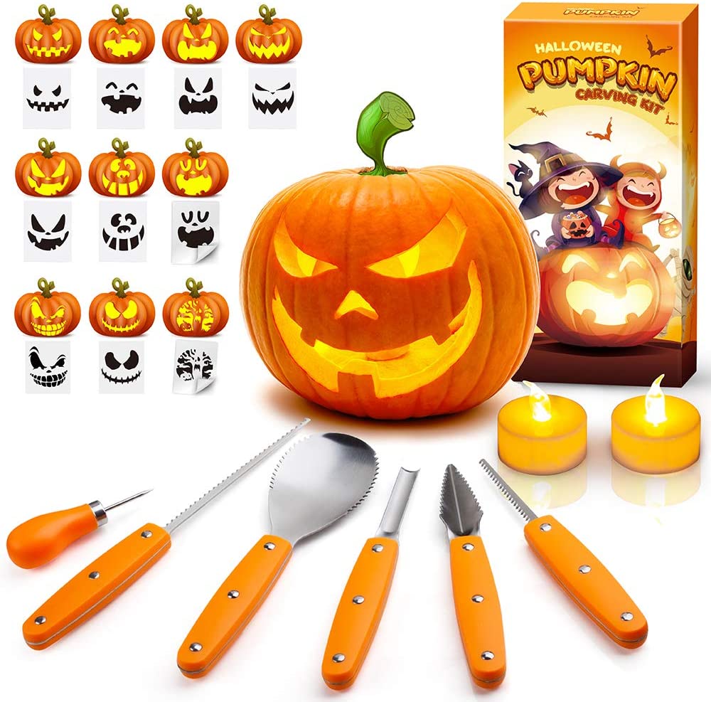 Halloween Pumpkin Carving Kit, 6 Pieces Heavy Duty Professional