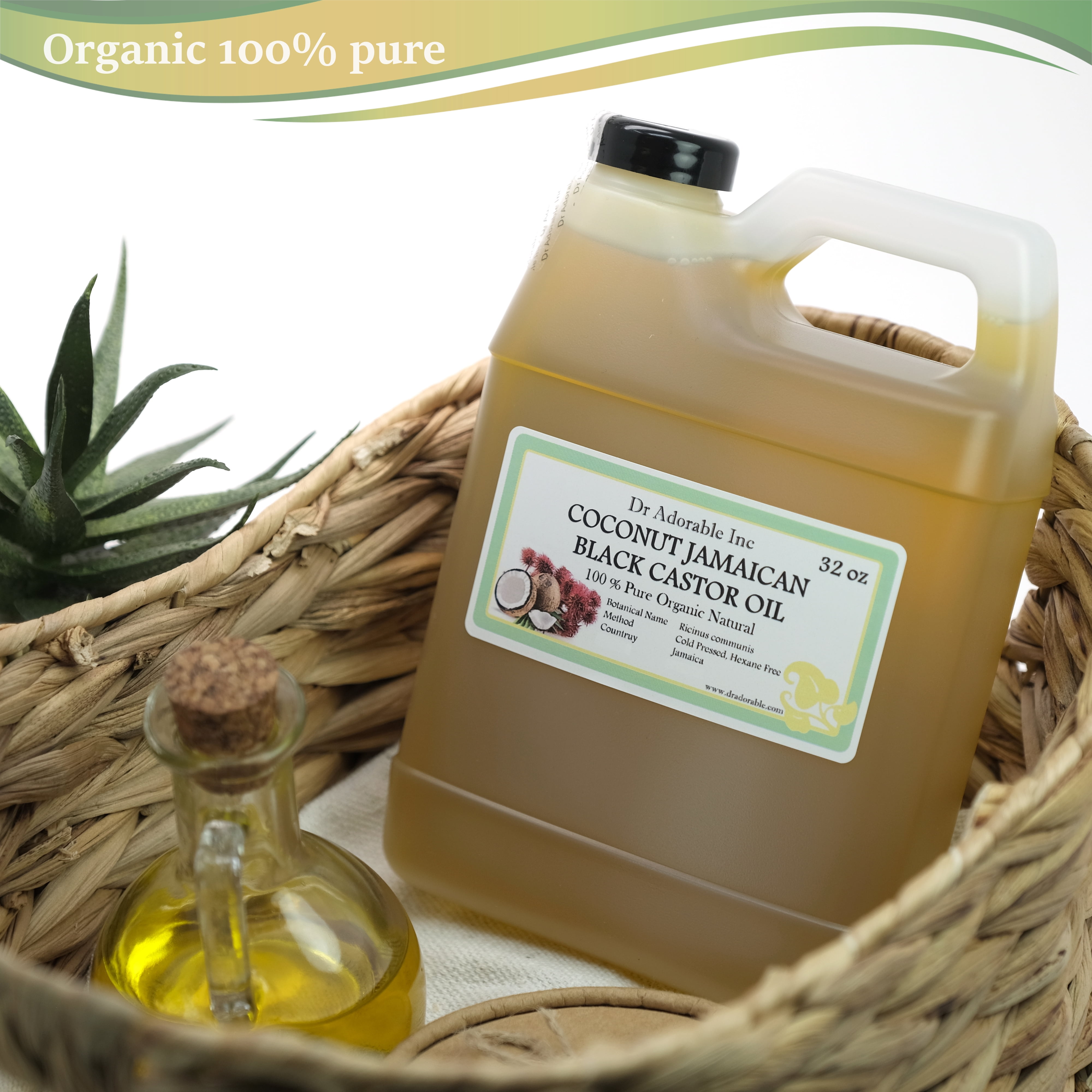 Dr Adorable - 32 oz - Coconut Jamaican Black Castor Oil - 100% Pure Organic Cold Pressed Natural