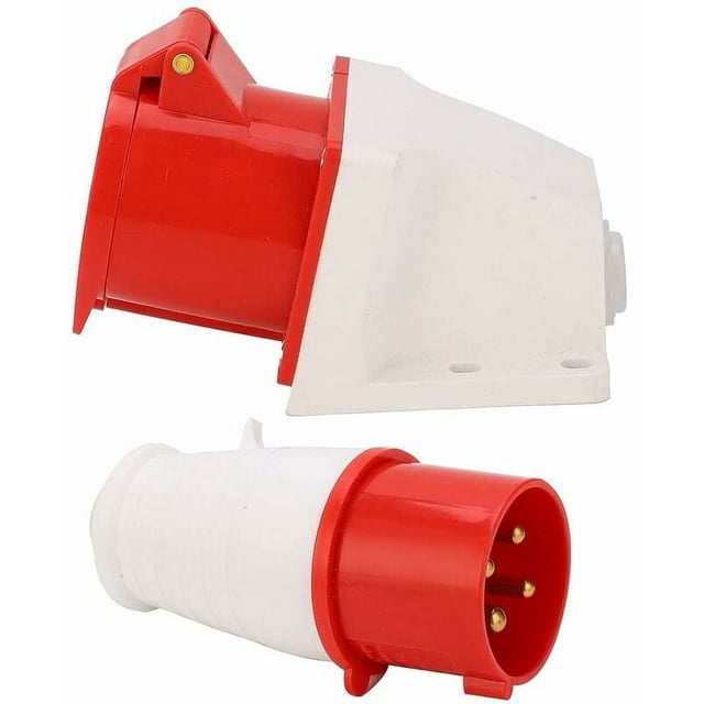 Toma de corriente trifásica de 4 pines y 32 A, toma industrial impermeable de montaje en superficie de CA 380 V-415 V, enchufes, convertidores