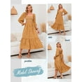 thumbnail image 6 of Xuanfei Women Floral Print Square Neck Smocked Bodice Long Lantern Sleeve Ruched Maxi Dress, 6 of 6