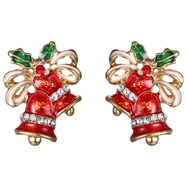 Pendientes de botón para mujer, pendientes de botón, pendientes de botón para mujer, pendientes de botón navideños, pendientes rojos, árbol de Navidad, copo de nieve europeo, accesorios de bastón, pen