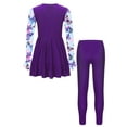 thumbnail image 2 of Aislor Kids Girls Two Pieces Swimsuit Floral Printed Rash Guard Skirts with Legging for Seaside Holiday 6-16 Purple 16, 2 of 7