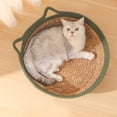 thumbnail image 4 of Cat Scratcher Bed Handmade Straw Cat Bed Basket for Indoor Cats Breathable Pet House Nest Scratch-Resistant for Furniture Protection Green 35cmx13cm, 4 of 6