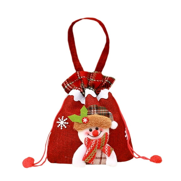 CuiLiyq Christmas Gift Bag, 13.7" x 8.6" Red Candy Bags with Drawstring Cord, Large Present Sack Bags for Xmas Present Toys Storage Bags Holiday Party Supply (Snowman)