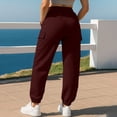 thumbnail image 5 of Oiangi Sweatpants with Cargo Pockets for Women Elastic Waist Cinch Waist Joggers Fall Comfy Athletic Pants Wine S, 5 of 7