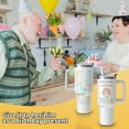 thumbnail image 2 of 40 oz White Retro 70th Birthday Tumbler with Handle and Straw, Insulated, Leak Proof, 70 Years Old Gifts for Her, 2 of 6