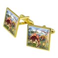thumbnail image 1 of Dinosaurs Jurassic Collage T-Rex Stegasaurus Square Cufflink Set - Silver or Gold, 1 of 6