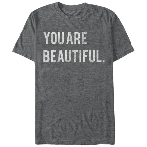 Women's CHIN UP You are Beautiful  Boyfriend Graphic Tee Charcoal Heather Large