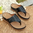 thumbnail image 4 of KIJBLAE Women's Sparkly Shiny Accent Wedge Flip Flops, Thick Sole Wide Width Comfort Casual Summer Beach Outdoor Slippers Black 40, 4 of 6