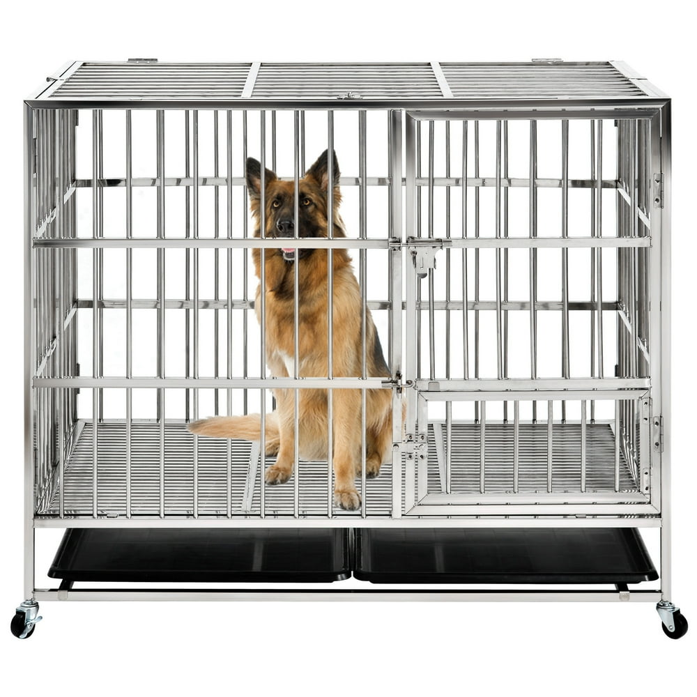 Stainless Steel Kennel and Crate for Large Dogs, HeavyDuty Stainless