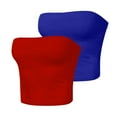 thumbnail image 5 of Lovskoo Womens 2 Pack Tube Tops Crop Tops Going Out Strapless Basic Backless Bandeau Bra Summer Outfits 2024 Y2K Clothes Blue + Red, 5 of 6