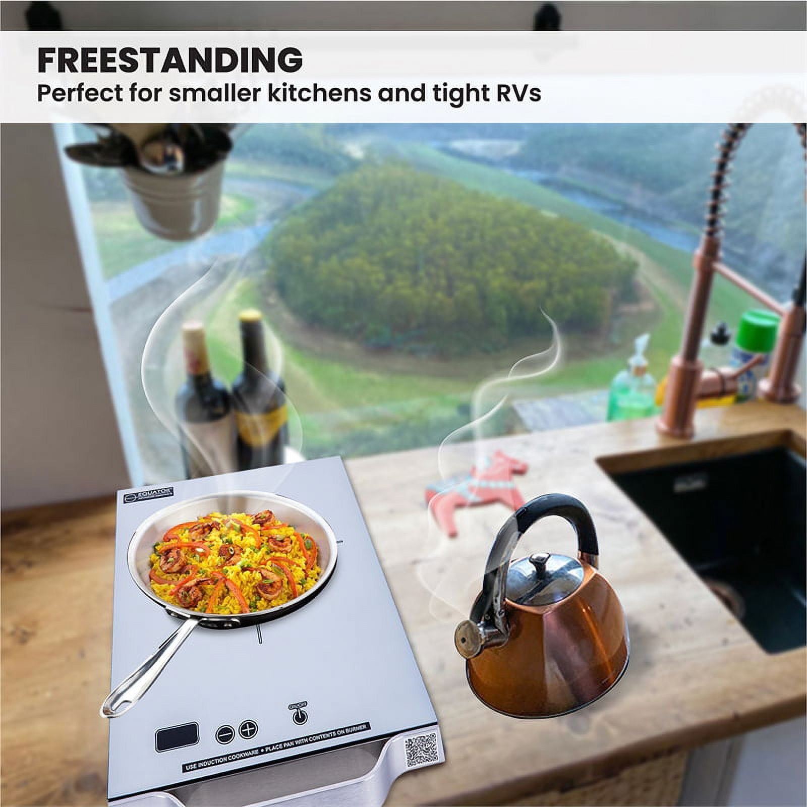 Equator 11inch Portable Single-Burner Induction Cooktop - with Handle in Silver