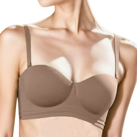 Ramiter Lingerie for Women Women Sexy Wireless Bra Top Vest Breathable Chest Pad Wearing Sports Underwear 36 Coffee