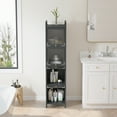 thumbnail image 2 of Miekor Furniture Modern Four-tier Glass Door Cabinet with Featuring Five-tier Storage, for Entryway Living Room Bathroom Dining Room,Matte Black 104178, 2 of 9