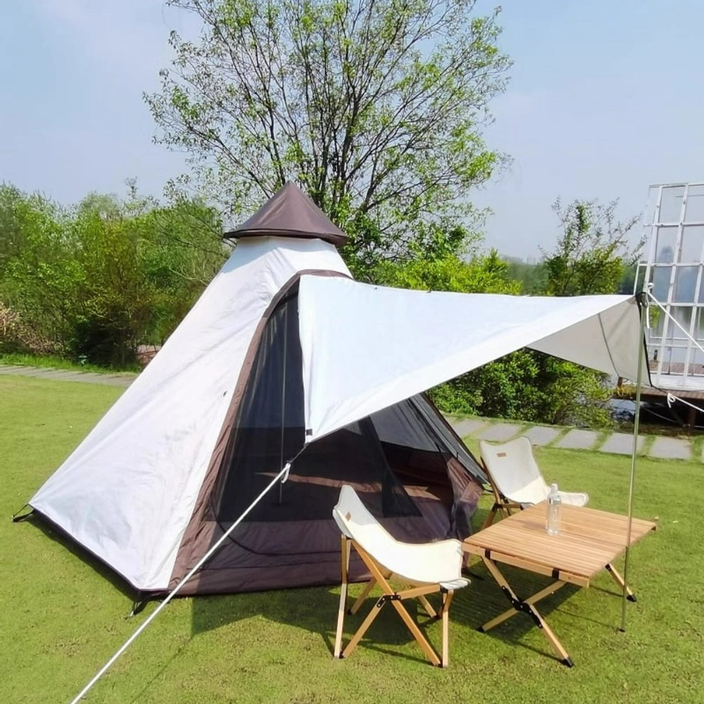 Pyramid Waterproof Travel Indian Tent Double Layer for 3-4 Person Family Camping Travelling