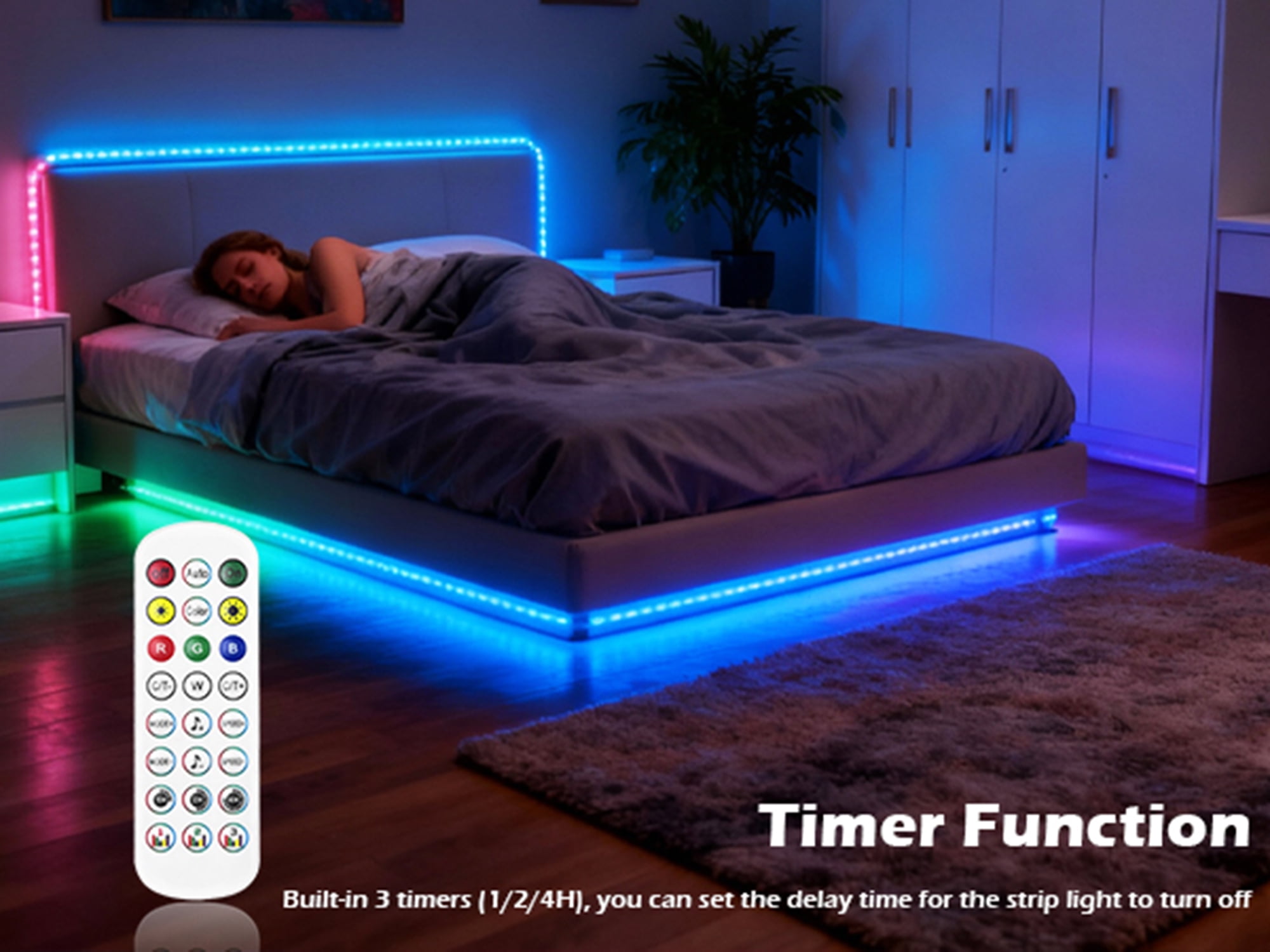 Beatineon 16.4ft COB RGB LED Strip Lights, 2100 LEDs High Density with Tuya App & Remote Control, Music Sync, Indoor Light Strip for Bedroom, Kitchen, Home Decor