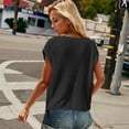 thumbnail image 5 of Women's Spring And Summer Short Sleeved Round Neck Thin Solid Color Top Casual Knit T Shirt Workout Tees Women Womens Shirts Short Shirt Work T Shirts Women Womens Tech Shirts Turtle Neck Top Pack for, 5 of 8