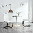 thumbnail image 2 of Dining Chairs Set Of 2, White PU Chair Modern Kitchen Chair With Metal Leg, 2 of 9